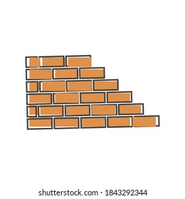 Vector brick icon. Illustration of brickwork. Brick wall icon cartoon style on white isolated background.