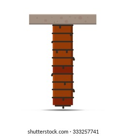 vector brick letter logo T isolated symbol