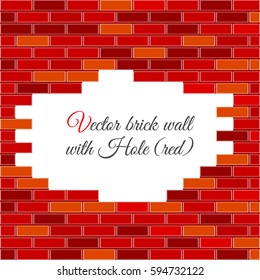 Vector Brick Wall with hole and sample text (red).