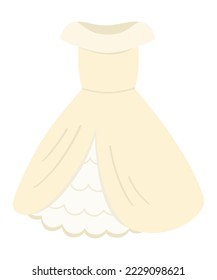 Vector bridal dress icon. Bride clothes illustration. Cute just married girl night gown. Wedding ceremony picture
