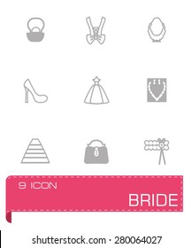 Vector Bride icon set on grey background