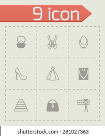 Vector Bride icon set on grey background