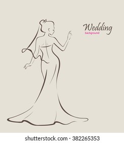 Vector, bride outline background