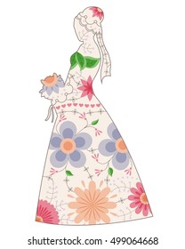 Vector bride silhouette vintage