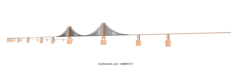 Vector Bridge 3d on white background