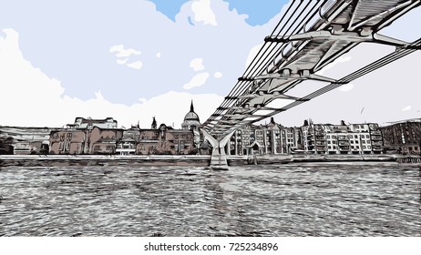 Vector of Bridge London UK ( United kingdom, England ) in illustration.