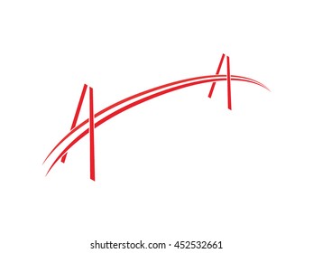 vector bridge silhouette symbol logo emblem outline illustration