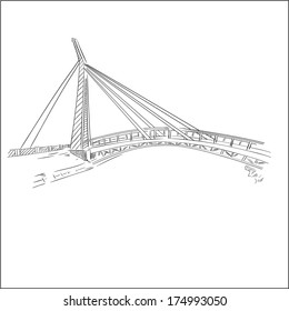 Vector Bridge Sketch On White Background