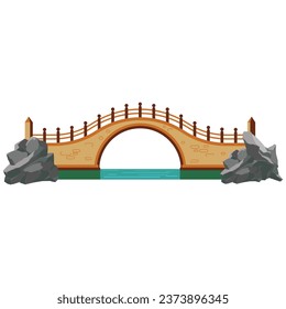 puente vectorial color de las estructuras de conjunto de iconos para diferentes terrenos y paisajes en las llanuras montañosas a través del mar y la ilustración de los vectores oceánicos