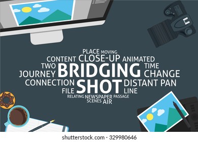 vector bridging shot concept,template