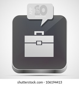 Vector briefcase app icon with gray bubble speech. Eps10