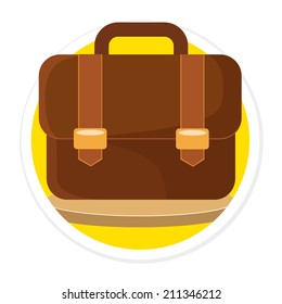 Vector Briefcase Flat Round Icon