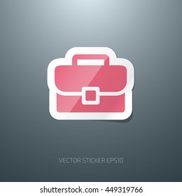 Vector briefcase glossy paper sticker icon