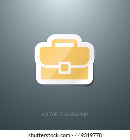 Vector briefcase glossy paper sticker icon