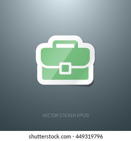 Vector briefcase glossy paper sticker icon