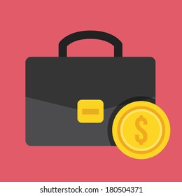 Vector Briefcase and Gold Coin Icon