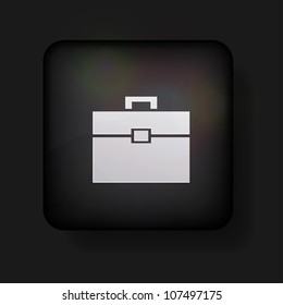 Vector briefcase icon on black. Eps 10