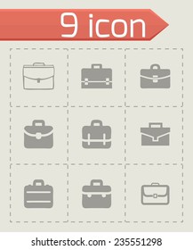 Vector briefcase icon set on grey background