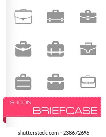 Vector briefcase icon set on grey background