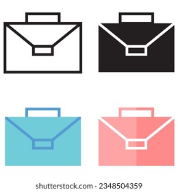 Vector briefcase icons set with line, solid, and color style perfect for business icon, modern icons set.