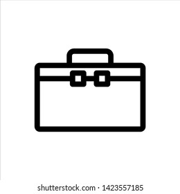 Vector briefcase, office bag outline web icon. black symbol with flat line style icon for web site design, logo, app, UI isolated on white background