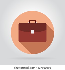 Vector Briefcase Orange Icon Flat Style