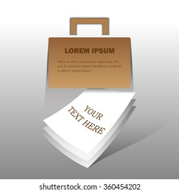 Vector briefcase with sheets of paper for text