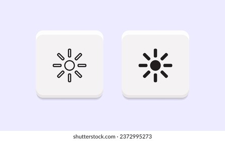 Símbolo de luminosidad vectorial en botones de neumorfismo o estilo neumórfico