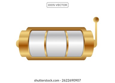 Image vectorielle machine à sous 3D lumineuse avec texte grand gain 777 avec des éléments de casino, poker, jetons, pièces, cartes, prix en espèces. Utiliser pour le casino, la roulette, l'Image vectorielle de jeu