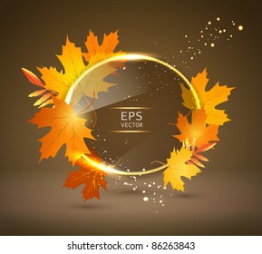 Vector Bright abstract background with autumn leaves