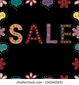 Vector. Bright abstract background with text. Seamless. Best sale banner. Original poster for discount. Lettering.