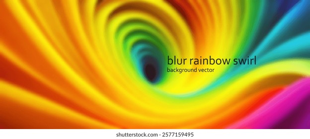 Vector bright abstract blur rainbow with swirl background. Soft muddy iridescent wide swirling wallpaper. Light dense grid. Art flyer base