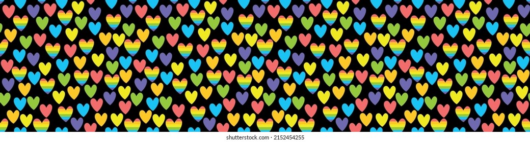 Vector bright abstract seamless pattern with color and rainbow hearts. LGBT community concept. Gay Pride Month celebration