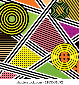 Vector bright abstract striped background with striped circles.