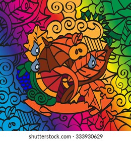 Vector bright abstract texture. Autumn and nature doodle background