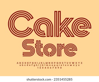 Vector bright advertisement Cake Store. Bright artistic Font. Trendy Alphabet Letters, Numbers and Symbols set