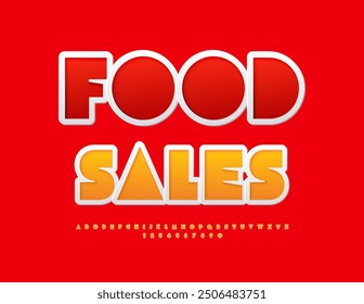 Vector brillante publicidad Ventas de alimentos. Estilo Abstractas Font. Conjunto de letras y números de alfabeto creativo.