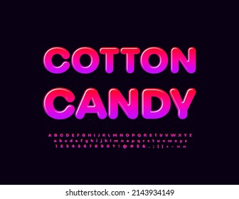 Vector bright advertising Cotton Candy. Sweet gradient Font. Set of unique Alphabet Letters, Numbers and Symbols