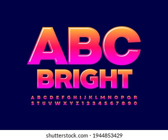 Vector Bright Alphabet. Glossy creative Font. Gradient color set of Letters and Numbers