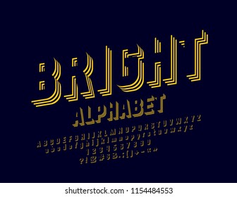 Vector Bright Alphabet Letters, Numbers and Symbols. Modern Original Font