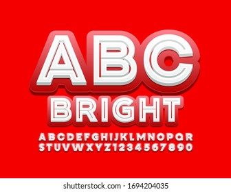 Vector bright Alphabet Letters and Numbers. Modern Red and White Font