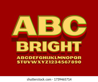 Letras y números de alfabeto luminosos vectores. Fuente retro 3D. 