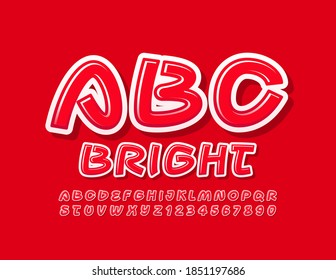 Vektor Bright Alphabet. Roter und White Modern Font. Satz kreativer Trends und Zahlen