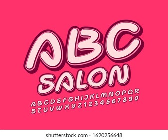 Vector bright Alphabet for stylish logo, banner, sign. Pink Retro font. Handwritten Letters and Numbers set