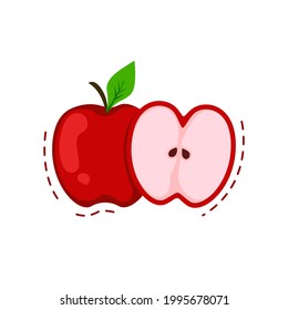 Vector bright apple fruit. fresh cartoon apple isolated on a white background.