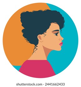 Vector bright avatar portrait of a woman girl, feminism, Concept of the movement for gender equality and protection of women's rights