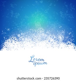 Vector bright  background with snowflakes. Abstract sky illustration. Seasonal and holidays banner design.