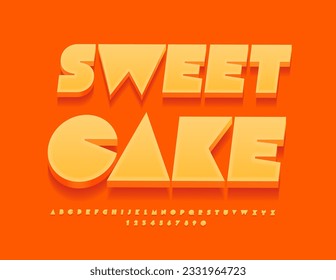 Vector bright badge Sweet Cake. Creative 3D Font. Abstract style Alphabet Letters and Numbers set