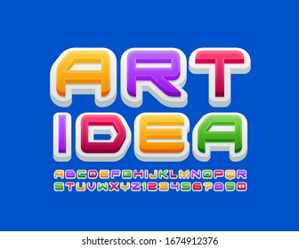 Vector bright banner Art Idea. Modern creative Font. Colorful Alphabet Letters and Numbers