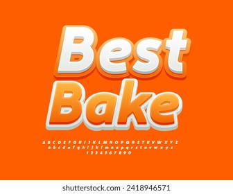 Banner de luz vectorial Best Bake. Tipo de letra de estilo moderno. Conjunto creativo de letras y números de alfabeto